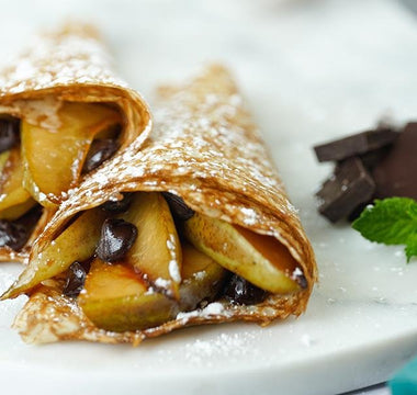caramelized pears & dark chocolate crêpe cones to celebrate La Chandeleur | bakerly