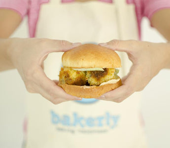 cheesy mushroom veggie burger | bakerly
