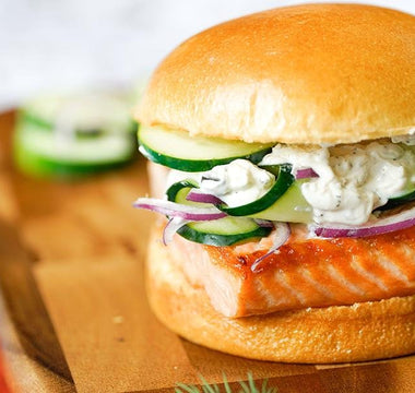 French salmon brioche burger | bakerly