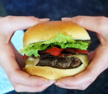 roasted bell pepper, bacon and smoked paprika beef burger | bakerly