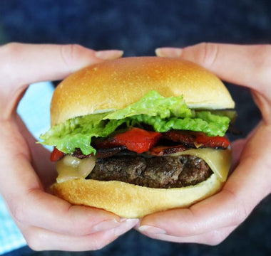 roasted bell pepper, bacon and smoked paprika beef burger | bakerly