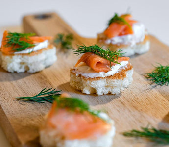 smoked salmon appetizer on sliced brioche | bakerly