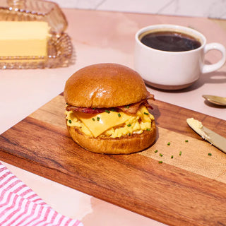 Maple Bacon Egg Breakfast Sandwich with Sriracha Bun