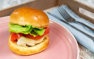 chicken tomato mozzarella brioche burger bun | bakerly