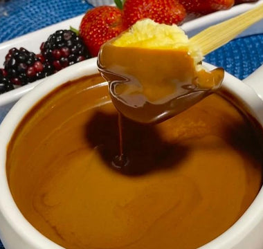 chocolate fondue with soft brioche baguette | bakerly