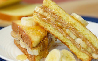 grilled peanut butter banana brioche sandwich | bakerly