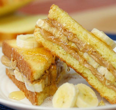 grilled peanut butter banana brioche sandwich | bakerly