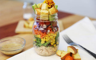 salad in a jar with brioche croutons | bakerly
