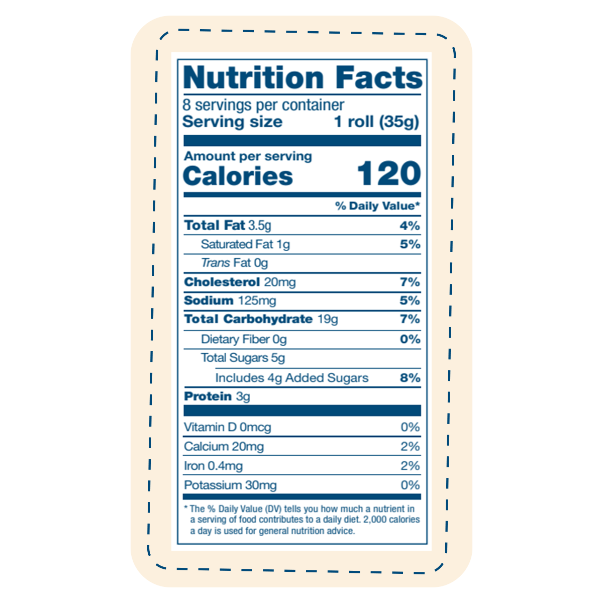 the brioche rolls nutritional label