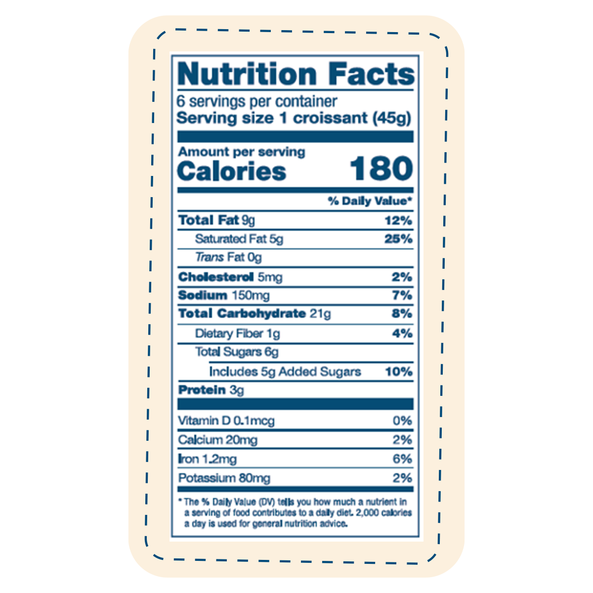 the chocolate croissants nutritional label