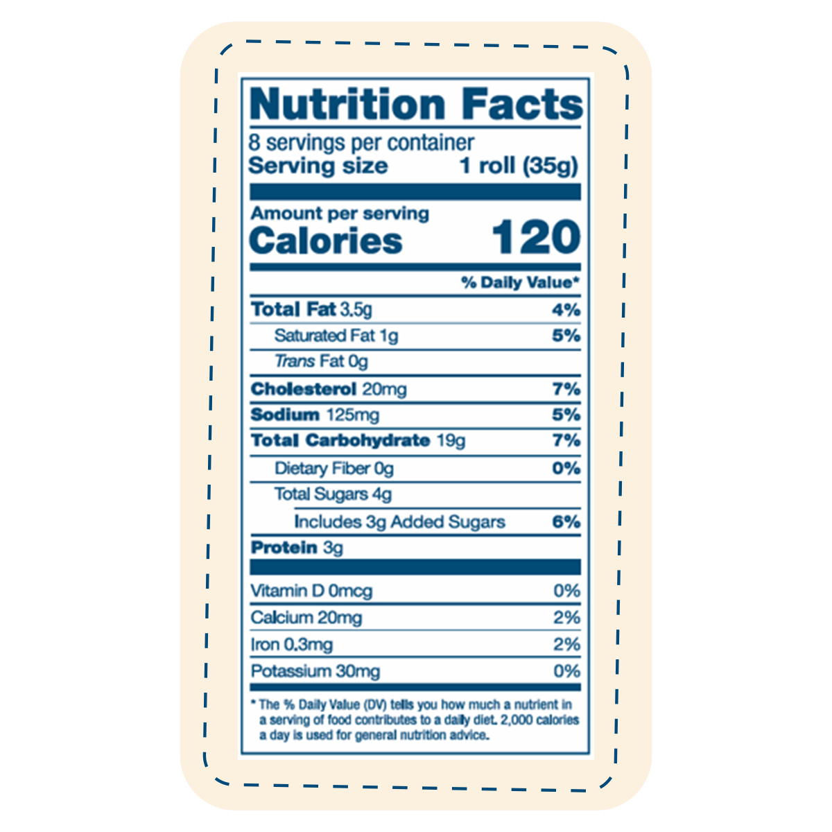 the brioche dinner rolls nutritional label