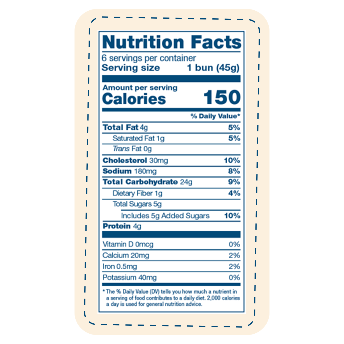 the brioche hot dog buns nutritional label