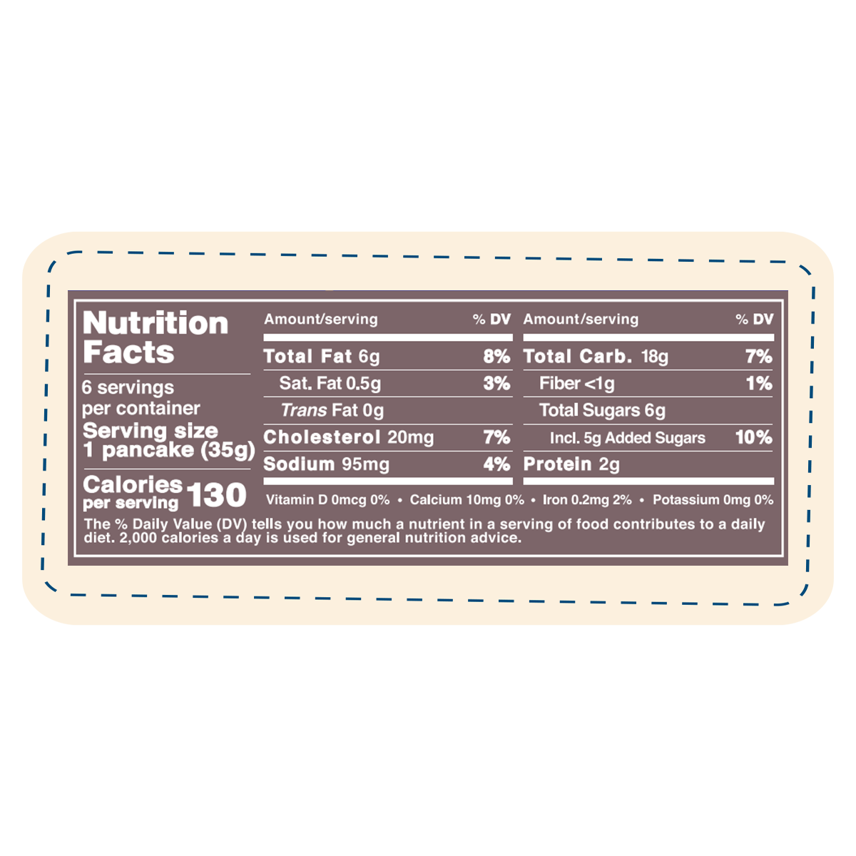 the French pancakes to-go! nutritional label